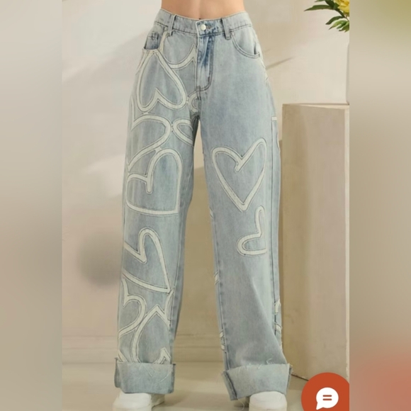 Oli & Hali Light Blue Heart Embellished Flare Jeans - Picture 3 of 3